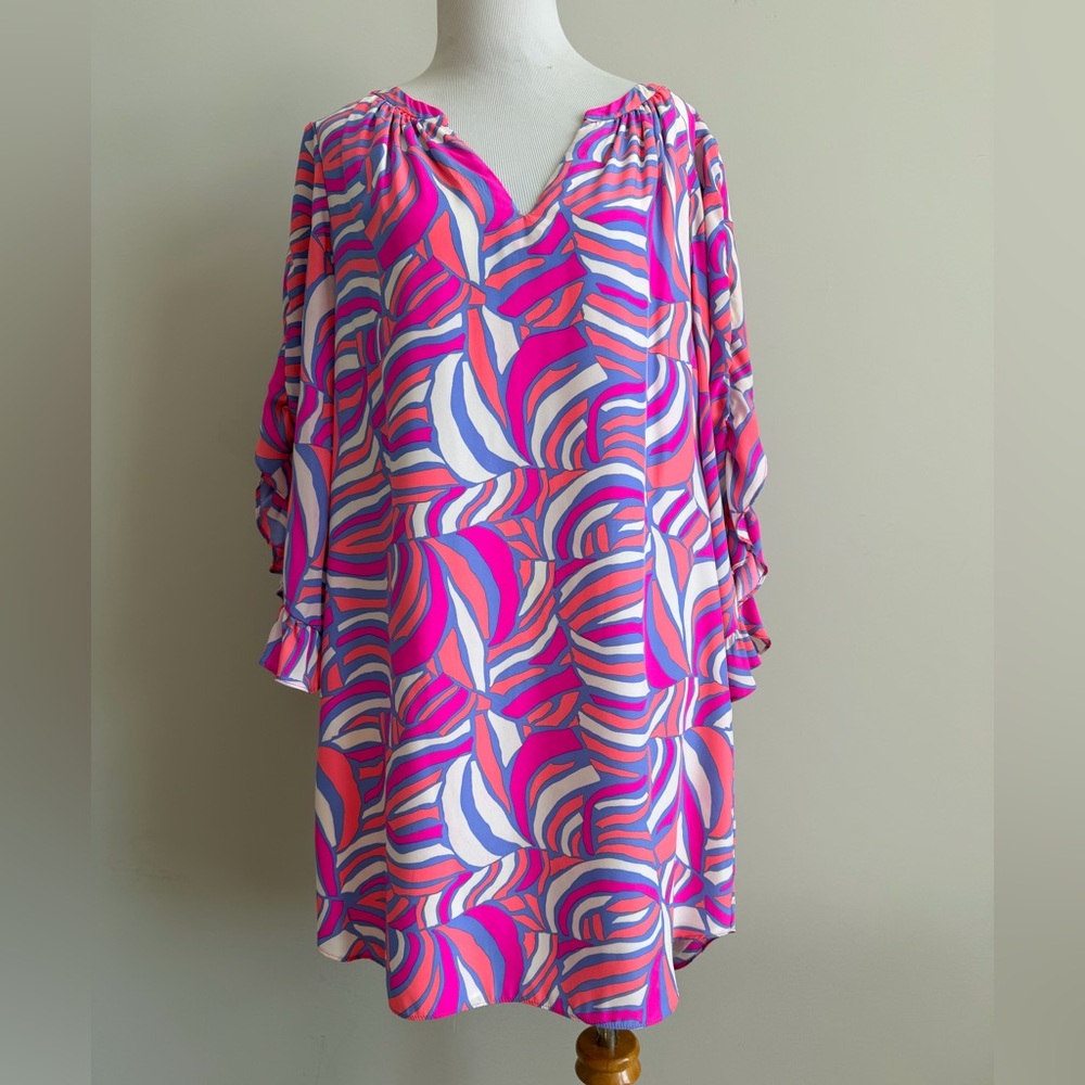 Alice & Trixie Pink, Purple & White Abstract Print Tunic Dress-Small